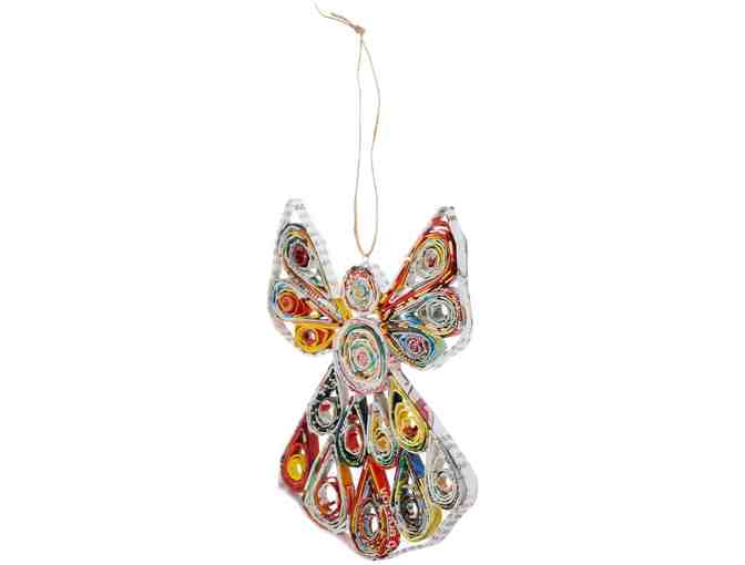 Recycled Magazine Colorful Angel Ornament -- New