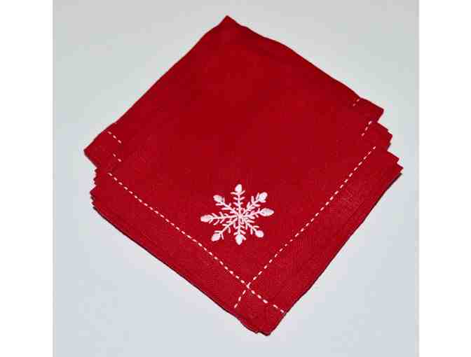 Set of 4 Haiti Red Linen Cocktail Napkins -- New