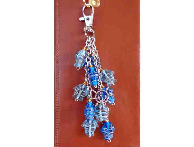 Handcrafted Blue Fish Bag Charm -- New