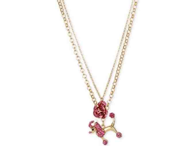Betsey Johnson Gold-Tone Poodle and Rose Layered Pendant Necklace -- New