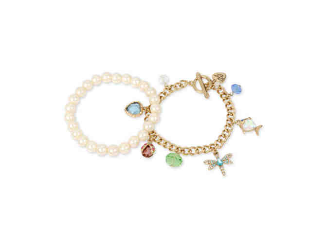 Set of a Faux Pearl and a Dragon Fly Charm Bracelets -- New