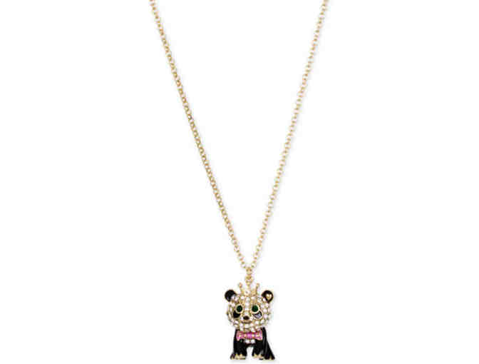 Gold-Tone Pave Panda Pendant Necklace by Betsey Johnson -- New
