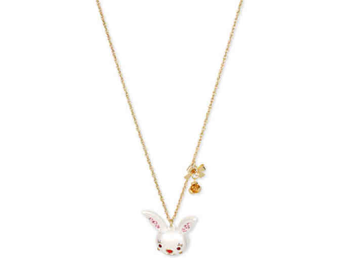 Betsey Johnson Gold-Tone Enamel Bunny Pendant Necklace -- New