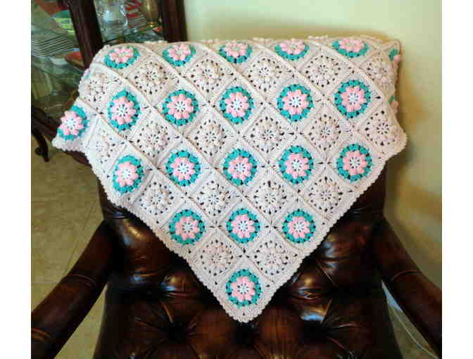 Beautiful Hand-Crocheted Baby Coverlet -- New