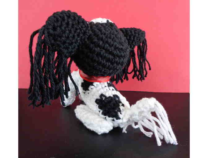 Hand-Crocheted Black & White Papillon -- New