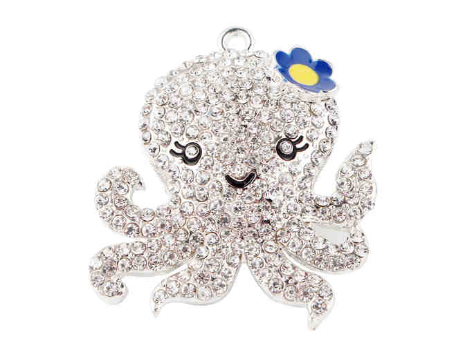 Cute Handcrafted Rhinestone Octopus Key Chain -- New