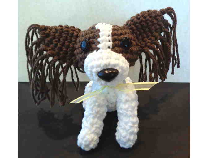 Hand-Crocheted Brown & White Papillon -- New