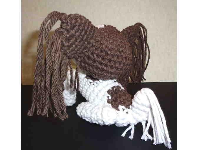 Hand-Crocheted Brown & White Papillon -- New