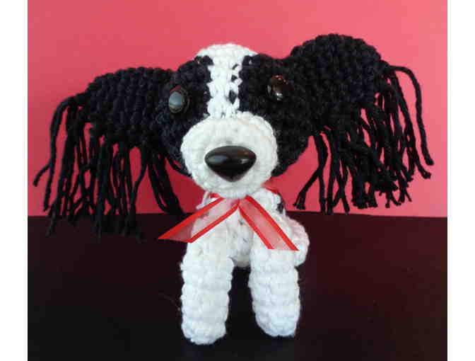 Hand-Crocheted Black & White Papillon -- New
