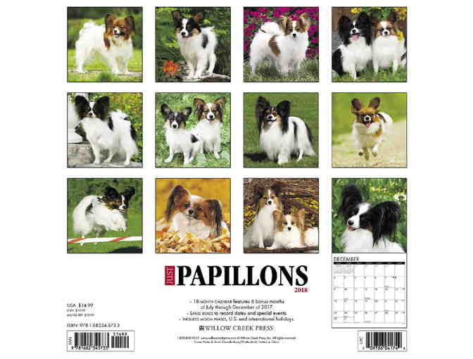 Just Papillons 2018 Wall Calendar -- New