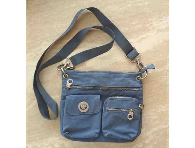 Gray Canvas Cross-Body Handbag by Baggallini -- Good Condition