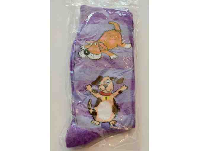Purple Striped Dog Socks -- New