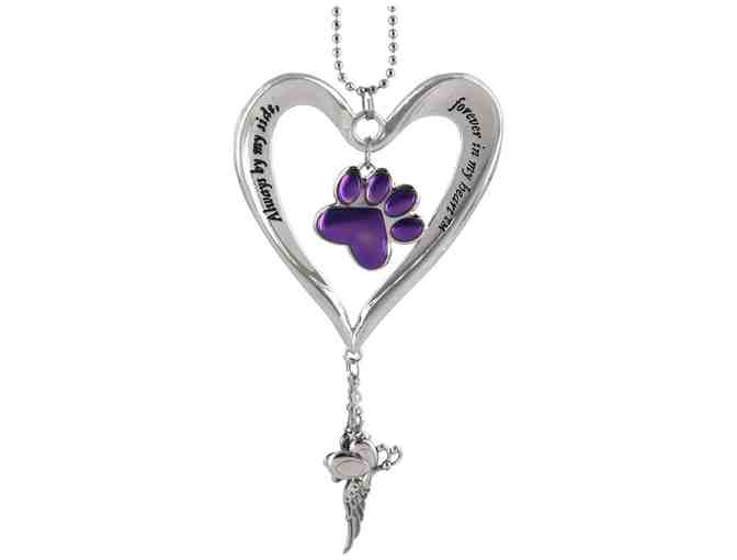 Heart & Purple Paw Car Charm -- New