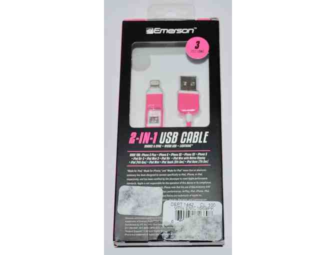 Pink Emerson 3' 2-in-1 USB Cable