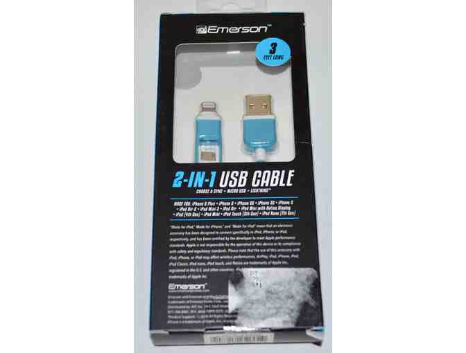Turquoise Emerson 3' 2-in-1 USB Cable