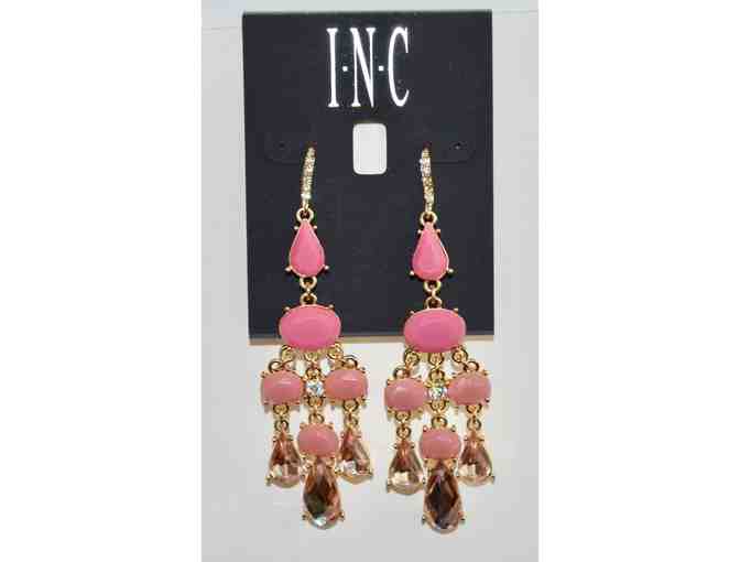 Pink Stone Chandelier Earrings -- New