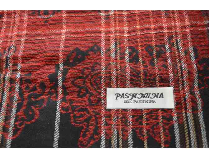 Black, Red & White Plaid PASHMINA Scarf -- New