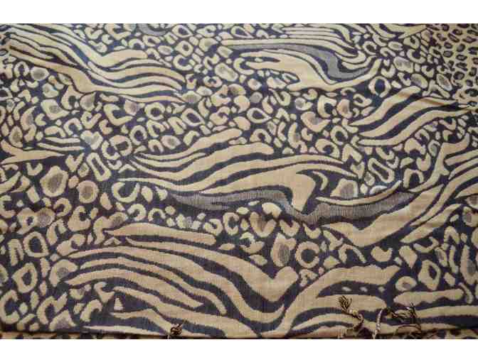 Blue and Cream Print PASHMINA Scarf -- New