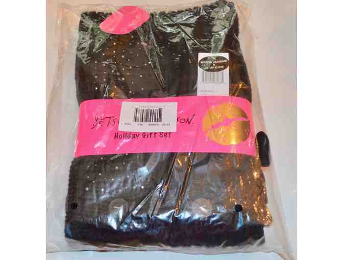 Betsey Johnson 3-pc. Black Glimmer Scarf Set -- New