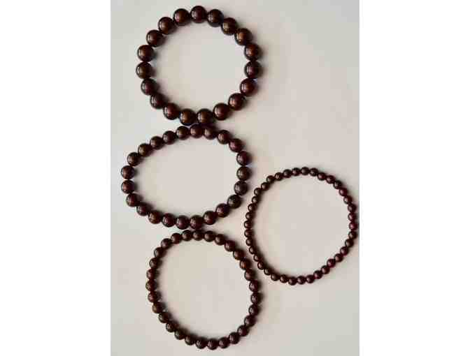 Hand-Crafted Set of 4 Brown Bead Stretch Bracelets -- New