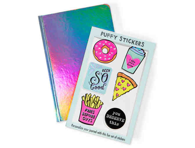 Holographic Journal with Puffy Stickers -- New