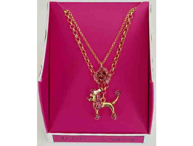 Betsey Johnson Gold-Tone Poodle and Rose Layered Pendant Necklace -- New