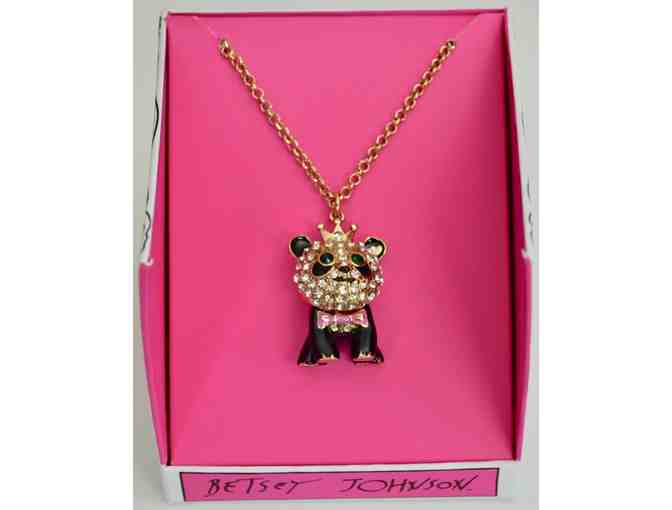 Gold-Tone Pave Panda Pendant Necklace by Betsey Johnson -- New