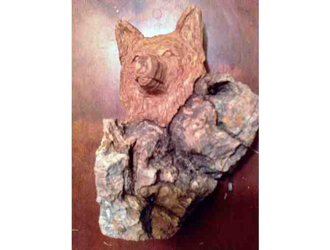 Cottonwood Bark Carving of Dog - New