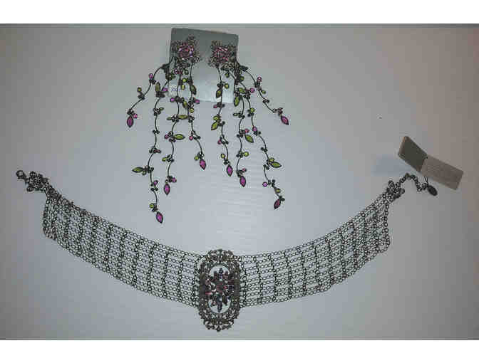 Swarovski Crystal Earring and Brooch Necklace Set