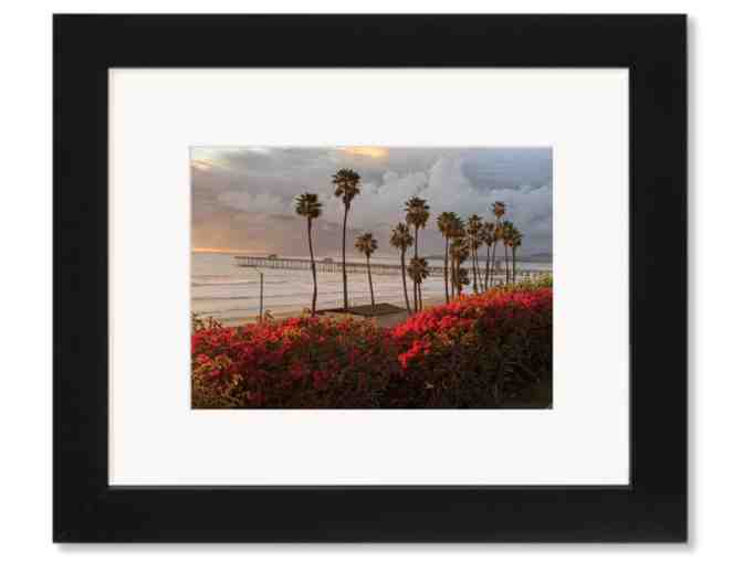 California Sunset Photograph - Pier w/ Bougainvillea - Photo 1