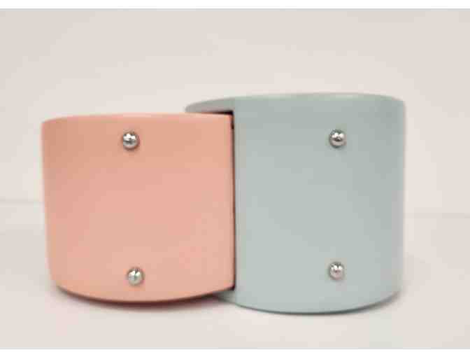 Edie Parker Double Shot Leather Bag in Pool/Rose