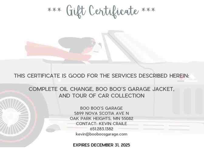 Complete Oil Change, Jacket and Car Collection Tour (Stillwater, MN)