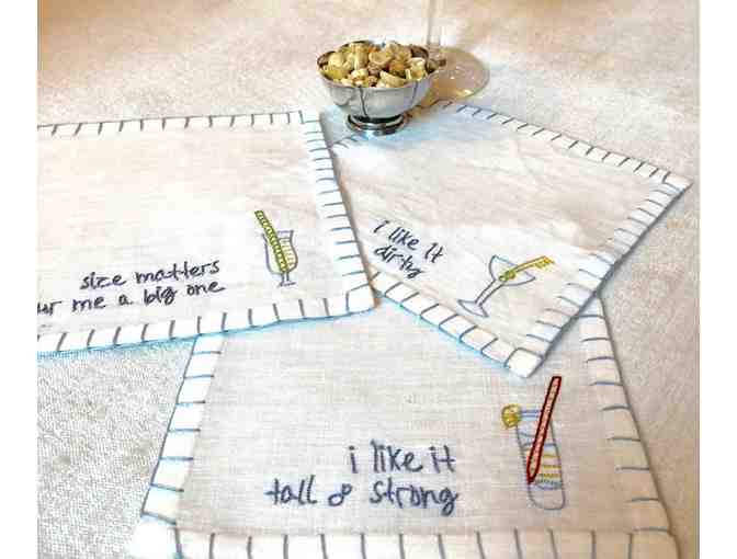 Handstitched 'I like it...' Cocktail Napkins (Set of 6)