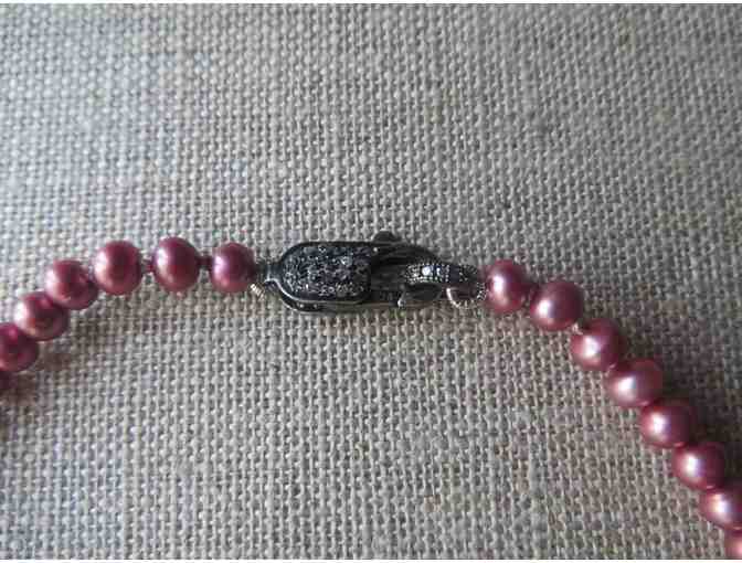 Cathum Design LLC - Pink Pearl and Fleur De Lis Necklace