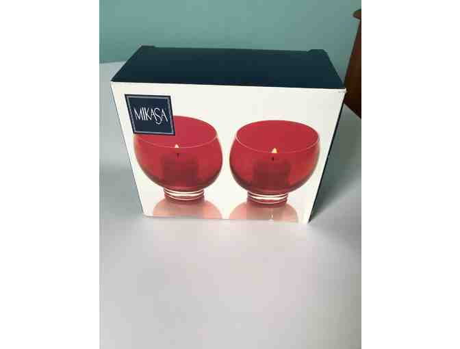 Candleholders - Mikasa CHEERS RUBY Horizontal Lines