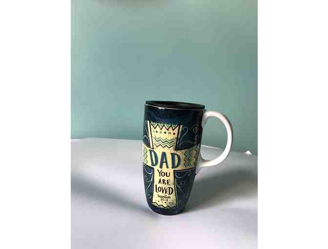 Ceramic Travel Mug 17 oz - DAD with Bible verse