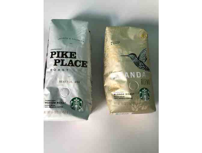Starbucks Whole Bean 16 oz bag each of Veranda and Pikes Place Roast Coffee