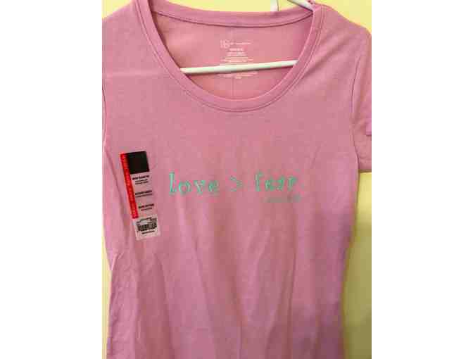 T-shirt: Pink - Love > Fear...size small