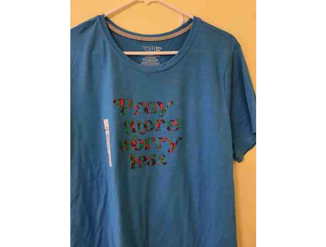 T-shirt: Light Blue - Pray More Worry Less...