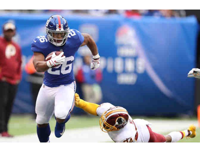 Autographed Saquon Barkley NY Giants Mini Helmet + Signed Nike Shirt