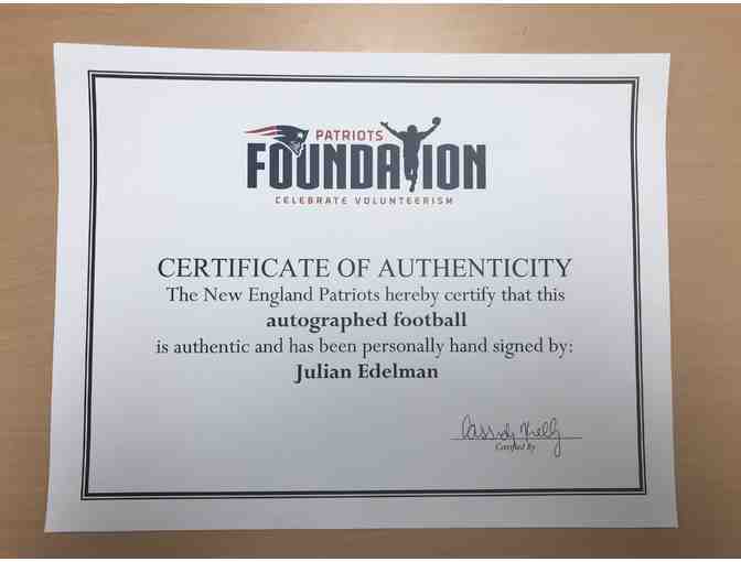 Group Patriots Day & Signed Edelman Football