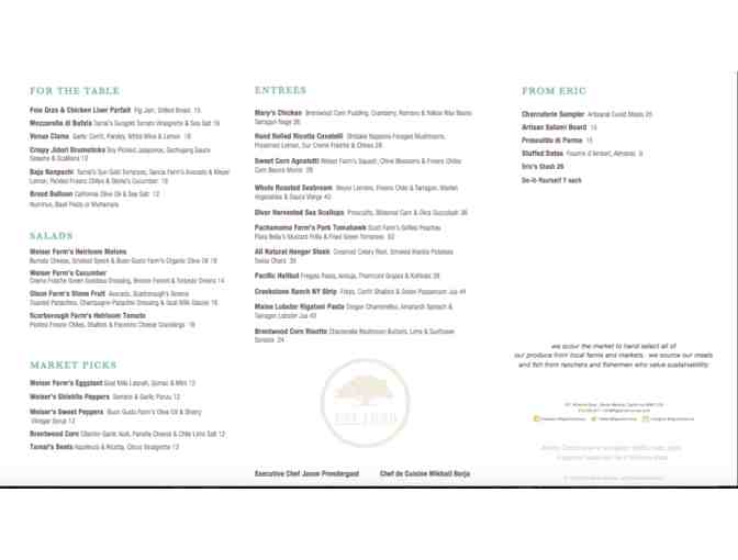 Dinner for Two at FIG Santa Monica