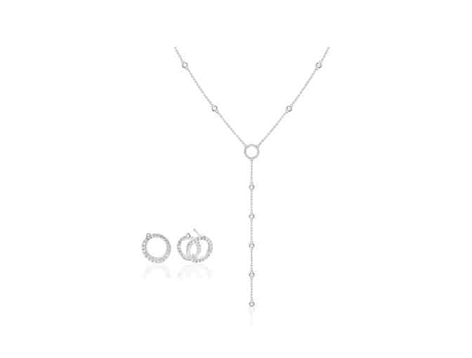 White Gold Lariat Necklace and cuff earrings