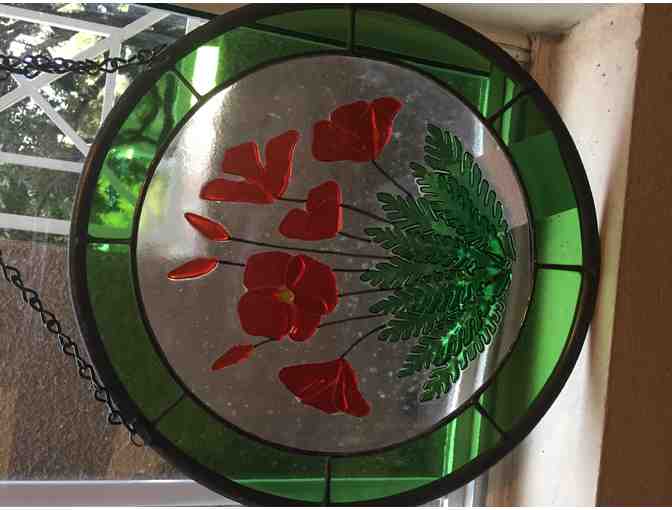 Round Poppy Window Stained Glass by Dragonfly Stained Glass Studio