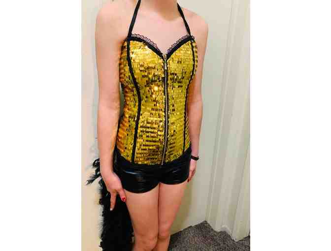 Dance Moms UNAIRED Season 7 Episode - Gold Sequins Bustier with Black, Feather Shorts