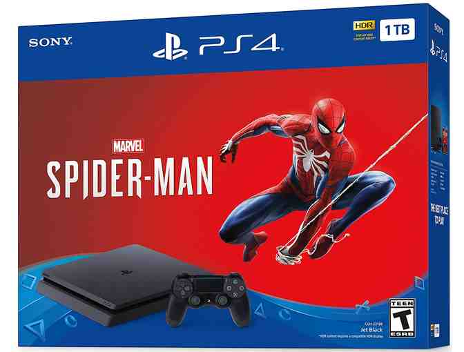 Sony PlayStation 4 Slim 1TB Spiderman Bundle, Black
