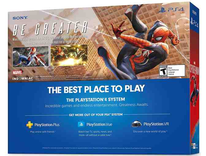 Sony PlayStation 4 Slim 1TB Spiderman Bundle, Black