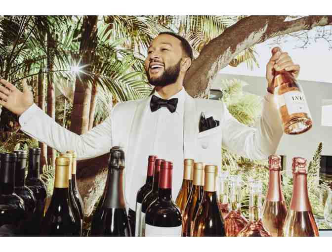 Bottle of LVE French Sparkling Rose signed by John Legend