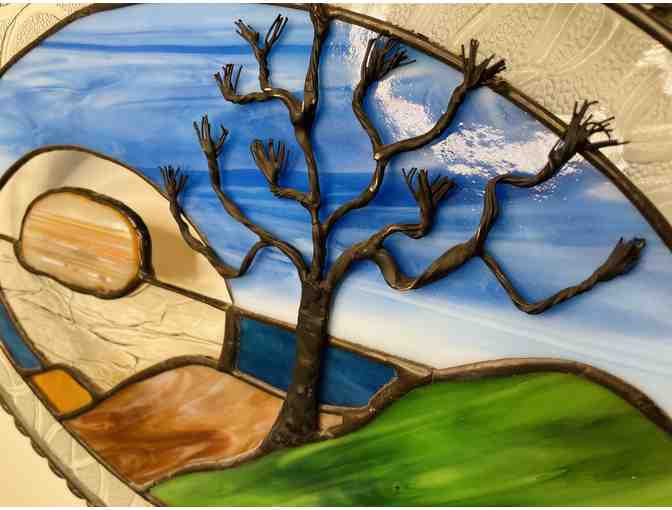 Oval Coastal View Window Stained Glass by Dragonfly Stained Glass Studio
