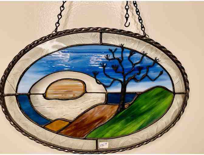 Oval Coastal View Window Stained Glass by Dragonfly Stained Glass Studio